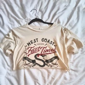 garage tan crop top sized small